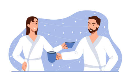 Couple in bathrobesのイラスト素材