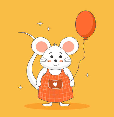 Mouse with air balloonのイラスト素材