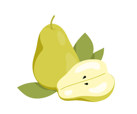 Pear with sliceのイラスト素材