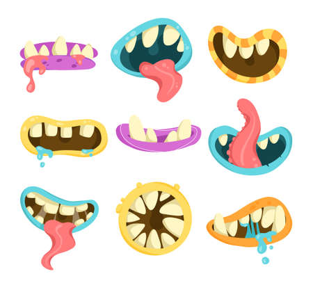 Scary monsters mouths setのイラスト素材