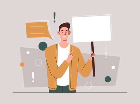 Businessman with bannerのイラスト素材
