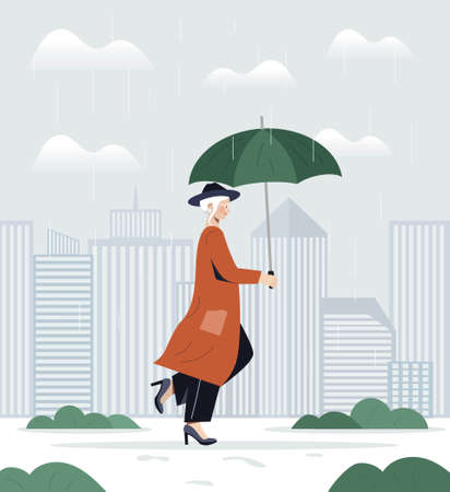 Young girl with umbrellaのイラスト素材