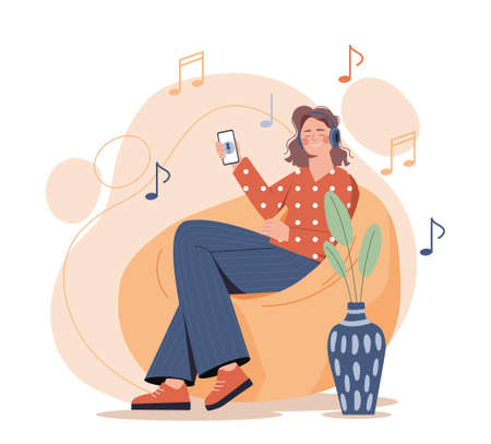 Woman relaxing at homeのイラスト素材