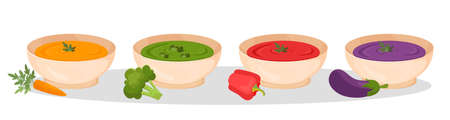 Bowls of soupsのイラスト素材