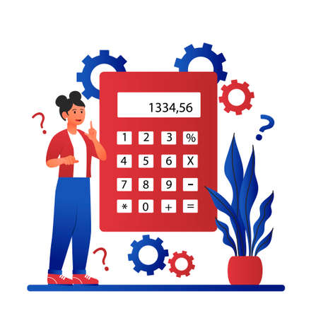 Woman with calculatorのイラスト素材