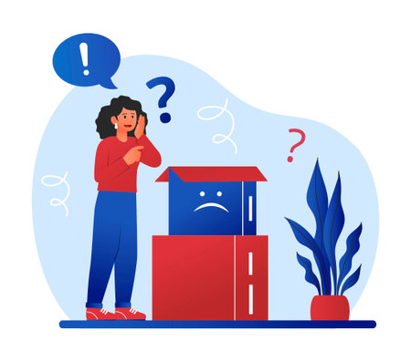 Sad woman with empty boxのイラスト素材