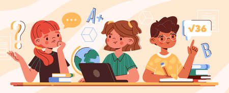 Classmates at exam conceptのイラスト素材
