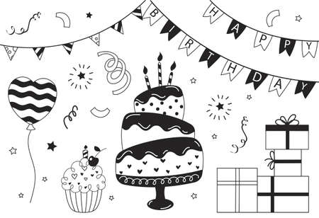 Set of birthdayのイラスト素材