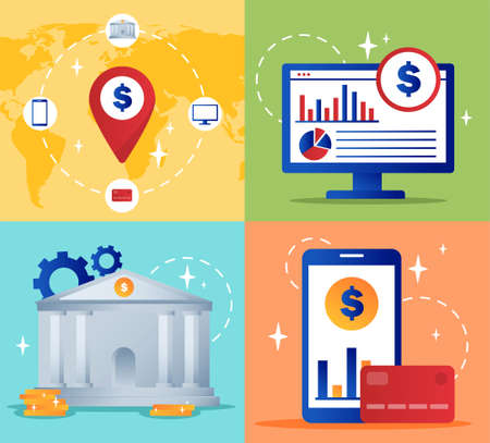 Banking and finances setのイラスト素材