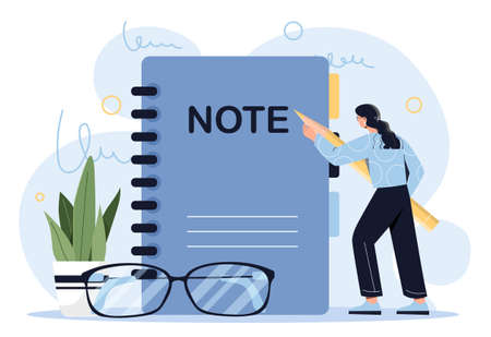 Woman writing in notebooktakeのイラスト素材