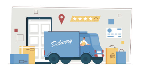 Order delivery service conceptのイラスト素材