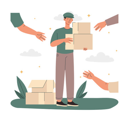 Postman with boxのイラスト素材
