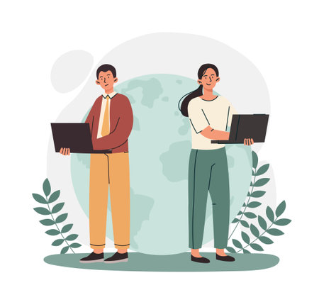 Man and woman with laptopのイラスト素材