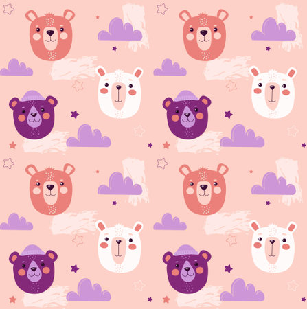 Seamless pattern with cute bearsのイラスト素材