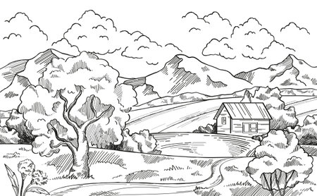 Rural scenery landscapeのイラスト素材