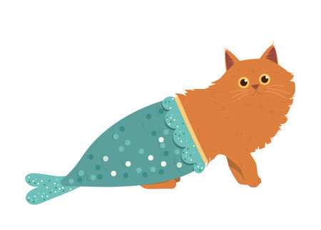 Halloween cat mermaidのイラスト素材