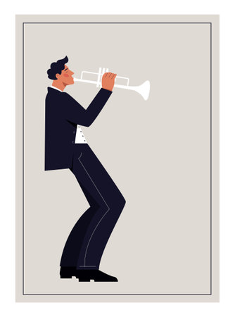 Jazz trumpeter posterのイラスト素材