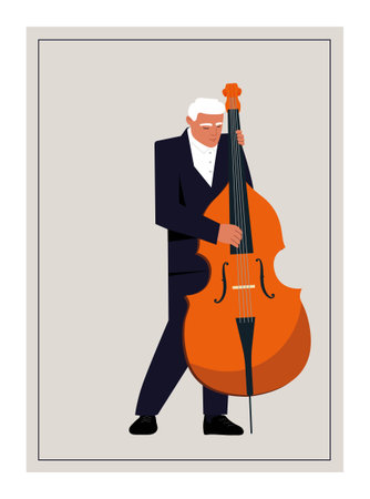 Jazz bass player posterのイラスト素材