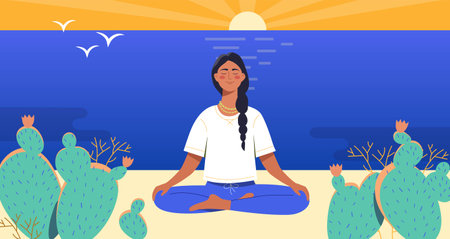 Woman meditating conceptのイラスト素材