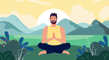 Man meditating conceptのイラスト素材