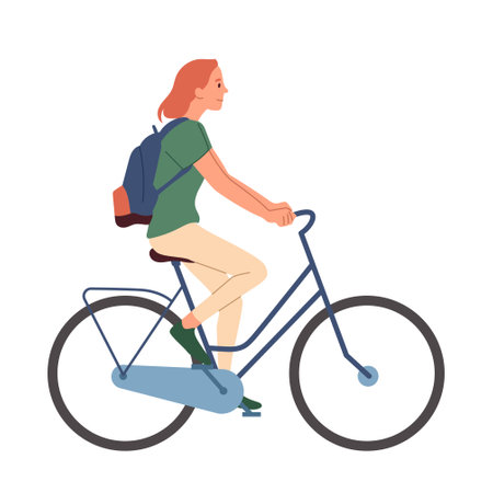Woman ride bicycleのイラスト素材