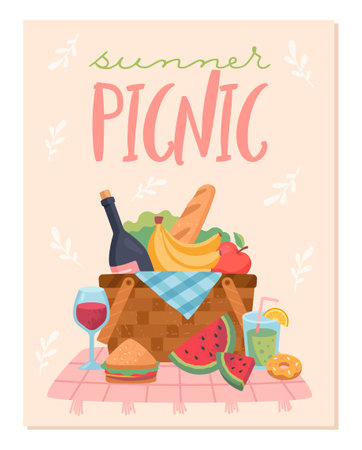 Summer picnic posterのイラスト素材