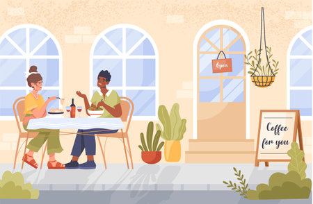 Cafe table outsideのイラスト素材