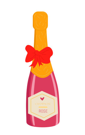 Pink champagne bottleのイラスト素材