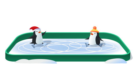 Penguins sit on iceのイラスト素材