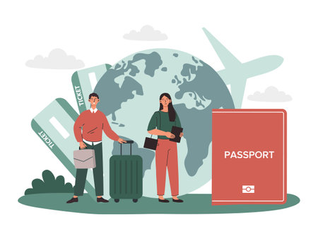 Tourists with suitcaseのイラスト素材