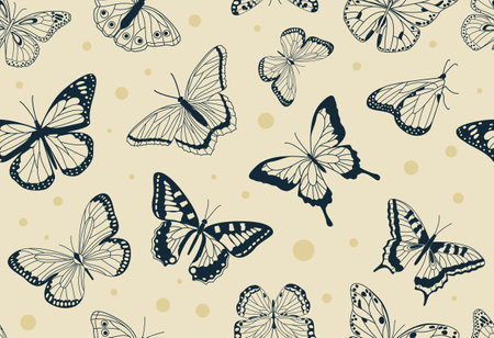 Butterfly vintage seamless patternのイラスト素材