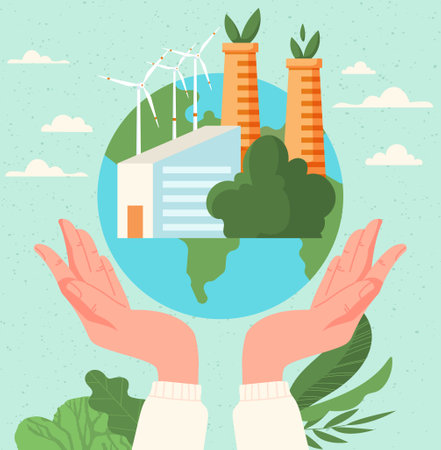 Hands hold globeのイラスト素材