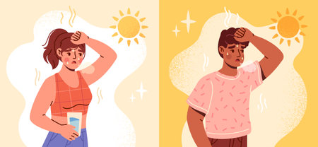 Heatstroke in hot weatherのイラスト素材