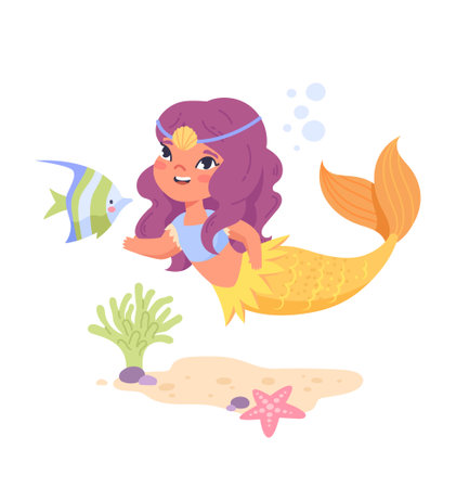 Cute mermaid characterのイラスト素材