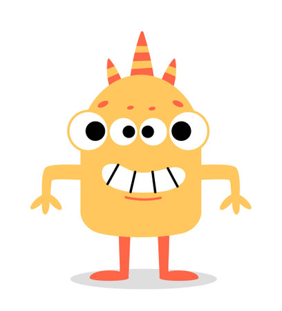 Yellow monster characterのイラスト素材