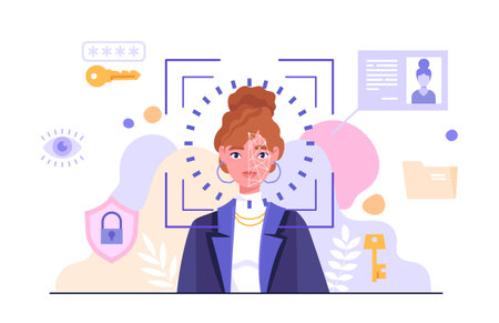 Face recognition conceptのイラスト素材