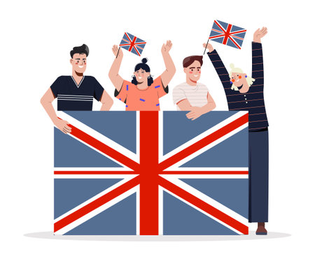 People with british flagのイラスト素材