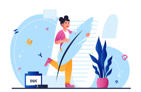 Woman with poetryのイラスト素材