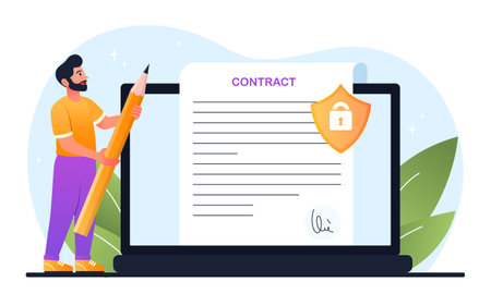 Sign agreement contract onlineのイラスト素材