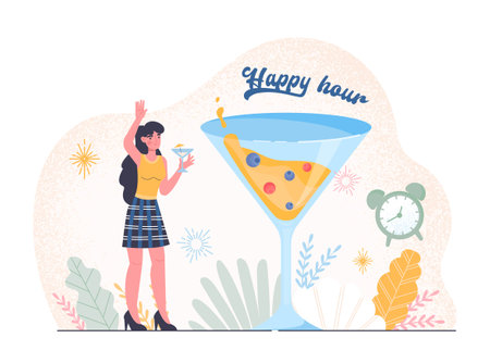 Happy hours conceptのイラスト素材