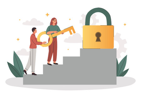 People opening lockのイラスト素材