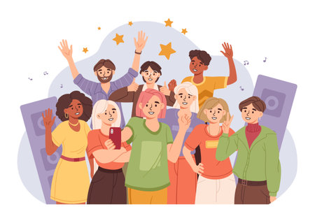 People making selfieのイラスト素材