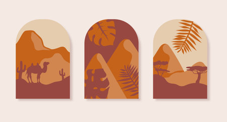 Set of abstract mountainのイラスト素材