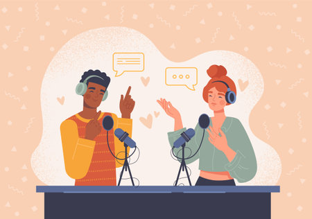 Audio podcast conceptのイラスト素材