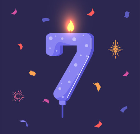 Birthday candle with number 7