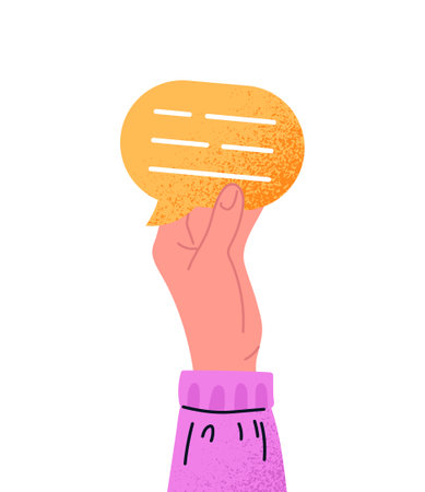 Hand with bubble speechのイラスト素材