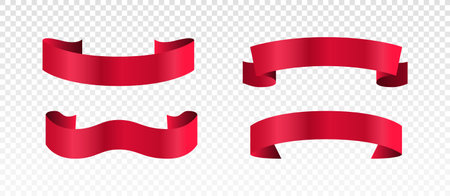 Set of red ribbonsのイラスト素材