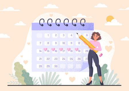 Woman with menstrual calendarのイラスト素材