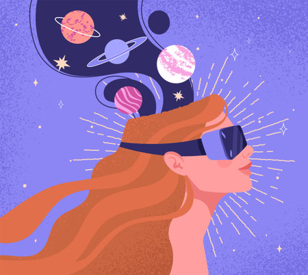 Woman in metaverseのイラスト素材