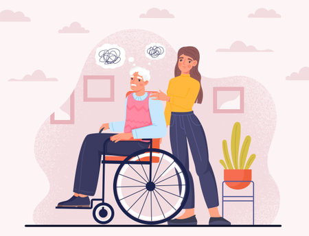 Old man in wheelchairのイラスト素材